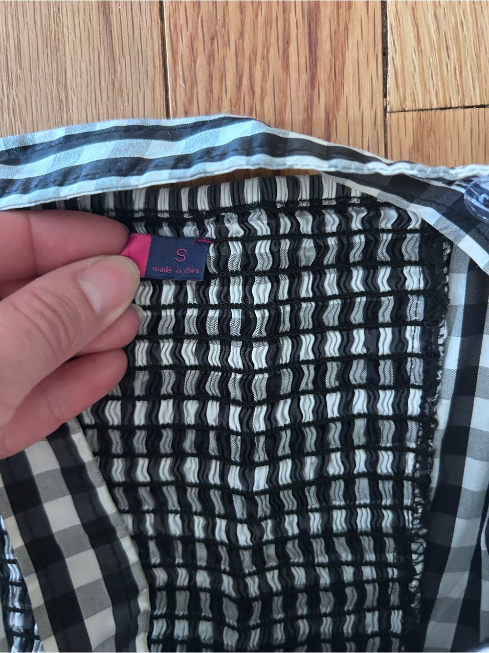 Gingham Square Neck Sundress in Navy and White - Picture 5 of 9